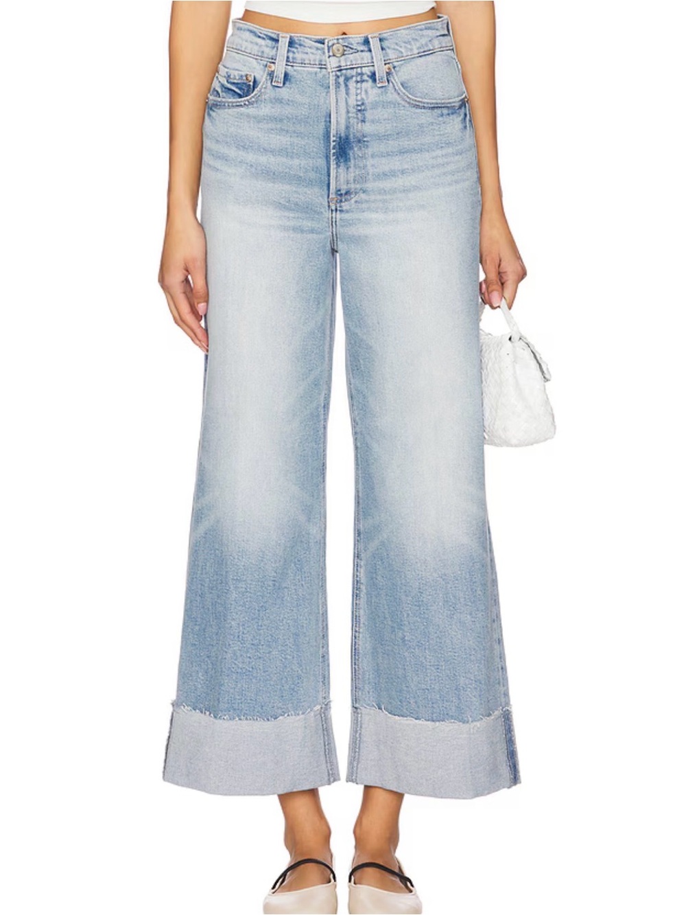 Pistola Lana Crop Wide Leg Jeans in Snowcat 28